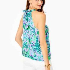 NWT Lilly Pulitzer Rori Halter Top in Purple Iris on the Chase Size L